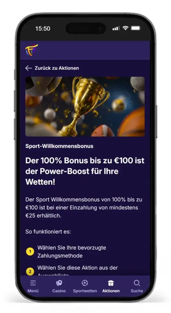 Sport Willkommensbonus vom neuen Wettanbieter Fiestaslots