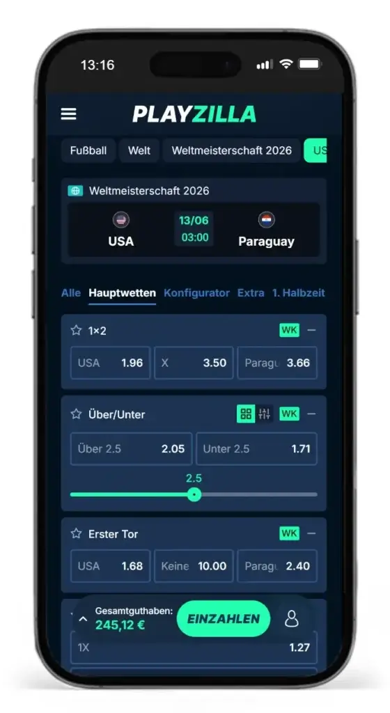WM Sieger Wetten auf den Ausgang des Spiels zwischen USA und Paraguay bei PlayziIlla