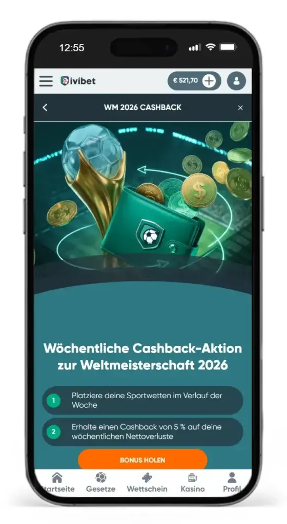 Woechentlicher WM Cashback Bonus von Ivibet
