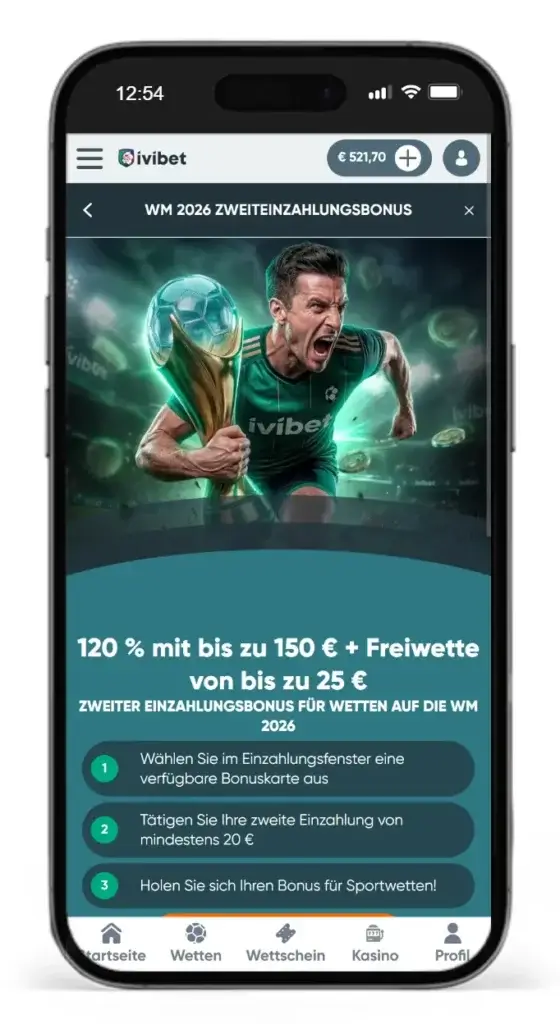 Zweiter Einzahlungsbonus fuer WM 2026 Wetten von Ivibet