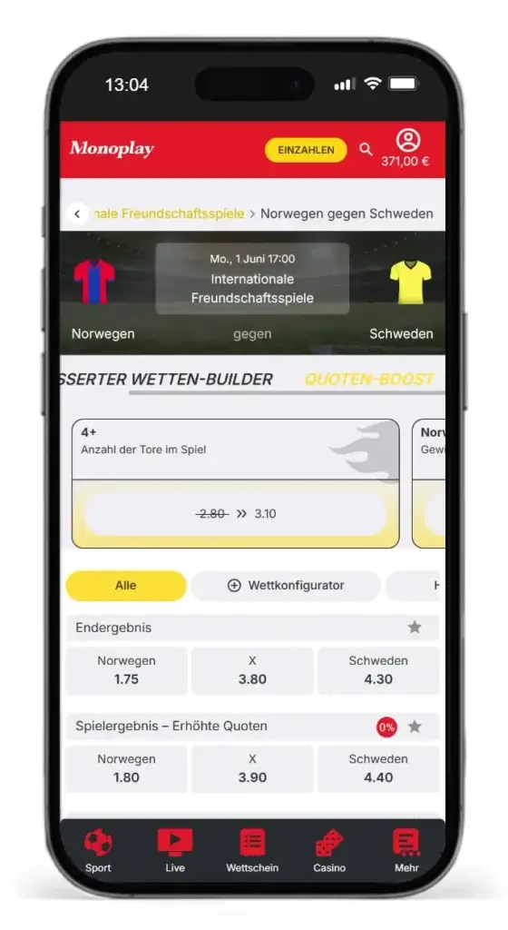 Sportwetten mit erhoehten Quoten bei Monoplay