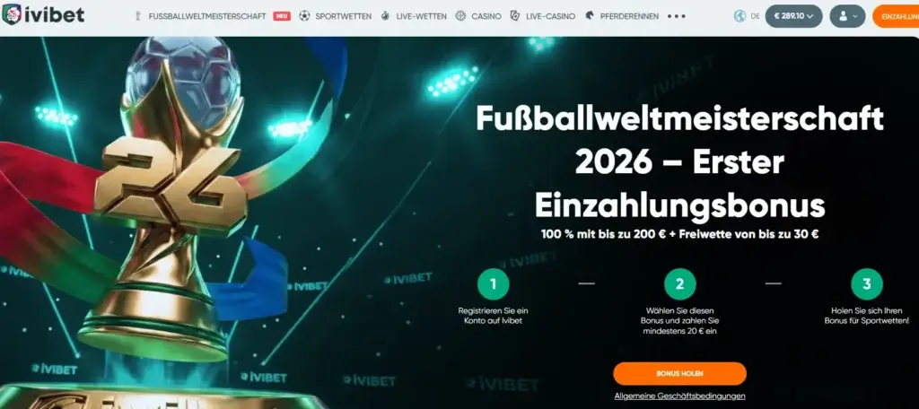 Ersteinzahlungsbonus von Ivibet fuer WM 2026 Sportwetten