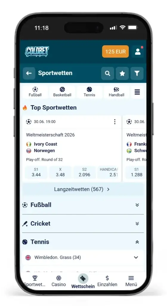 Verfuegbare Sportarten fuer Online Wetten bei Coldbet