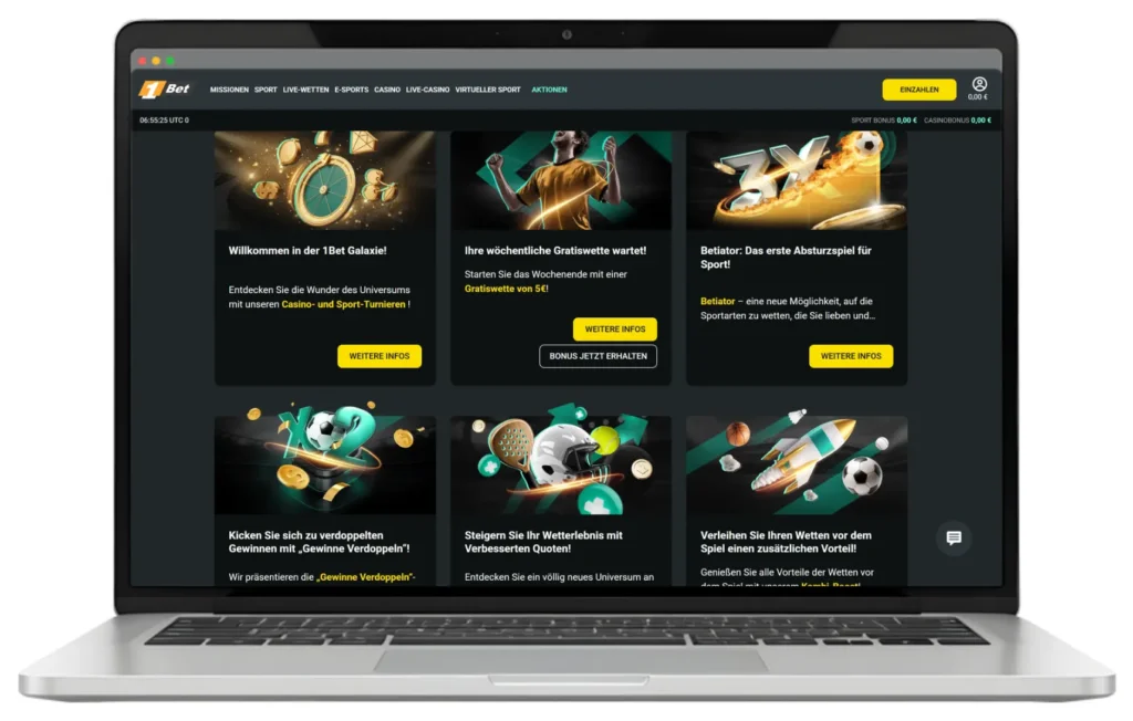 Auszug aus den Bonusaktionen von1Bet für Sportwetten