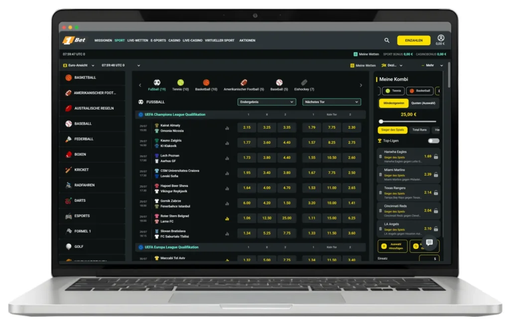 Verfuegbare Sportarten fuer Online Wetten bei 1Bet