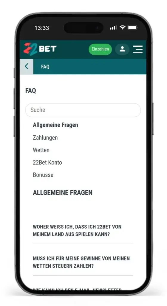 FAQ von 22bet mit Antworten auf haeufig gestellte Fragen