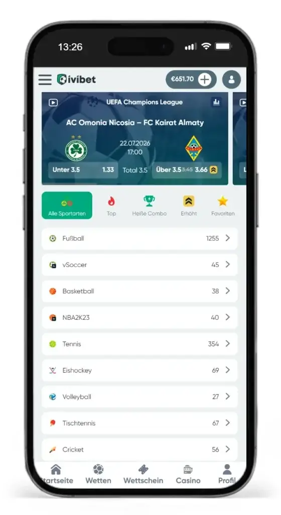 Sportarten fuer Aussenseiter Wetten bei Ivibet