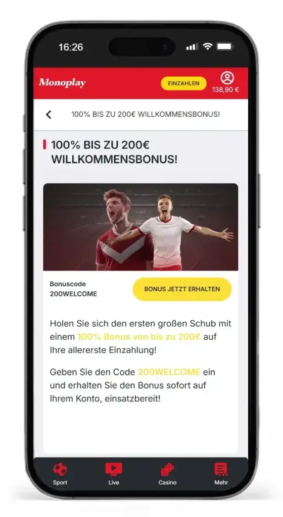 Willkommensbonus von Monoplay eignet sich fuer das Wetten bei mehreren Wettanbietern