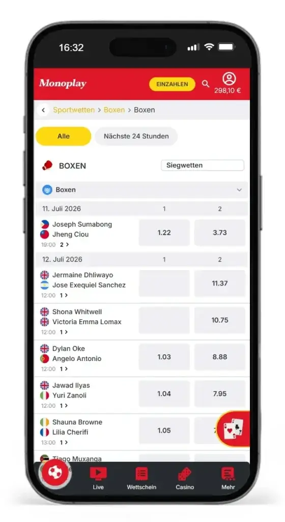 Boxen Sportwetten bei Monoplay