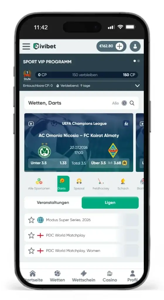 Veranstaltungen fuer Darts Wetten bei Ivibet