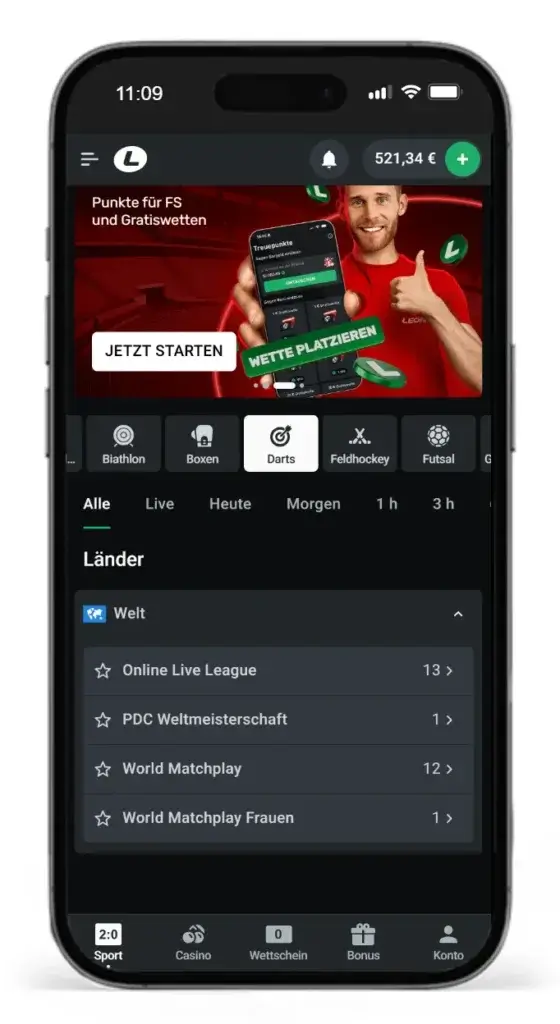 Internationale Wettbewerbe fuer Darts Wetten bei Leonbet