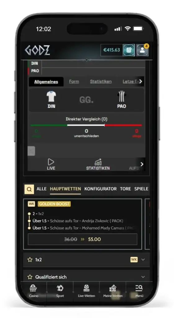 Sportwetten mit Quotenboosts und Wettkonfigurator bei Godz