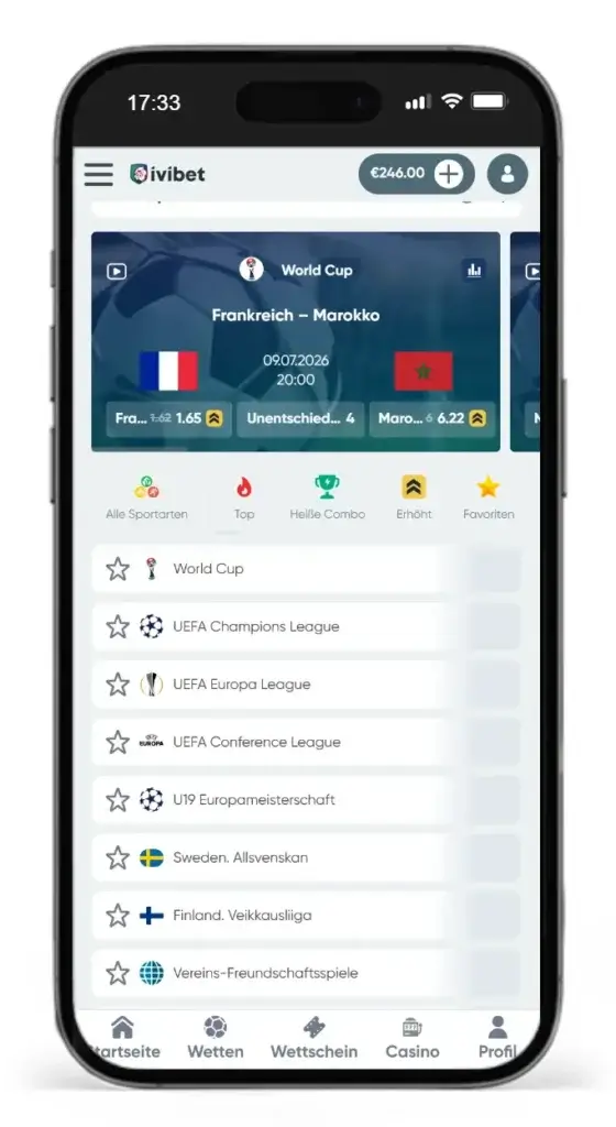 Der neue Wettanbieter Ivibet besticht durch eine gigantische Auswahl an Fussball Wetten