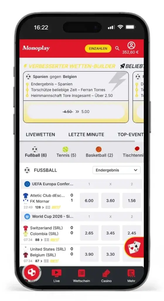 Der neue Wettanbieter Monoplay punktet mit taeglichen Quootenboosts