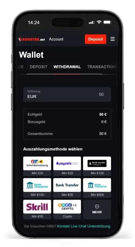 Wettanbieter mit Paysafecard RoosterBet