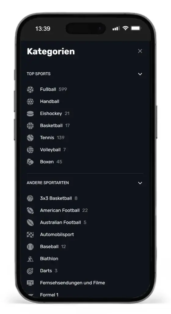 Sportarten fuer Online Sportwetten bei Redracer