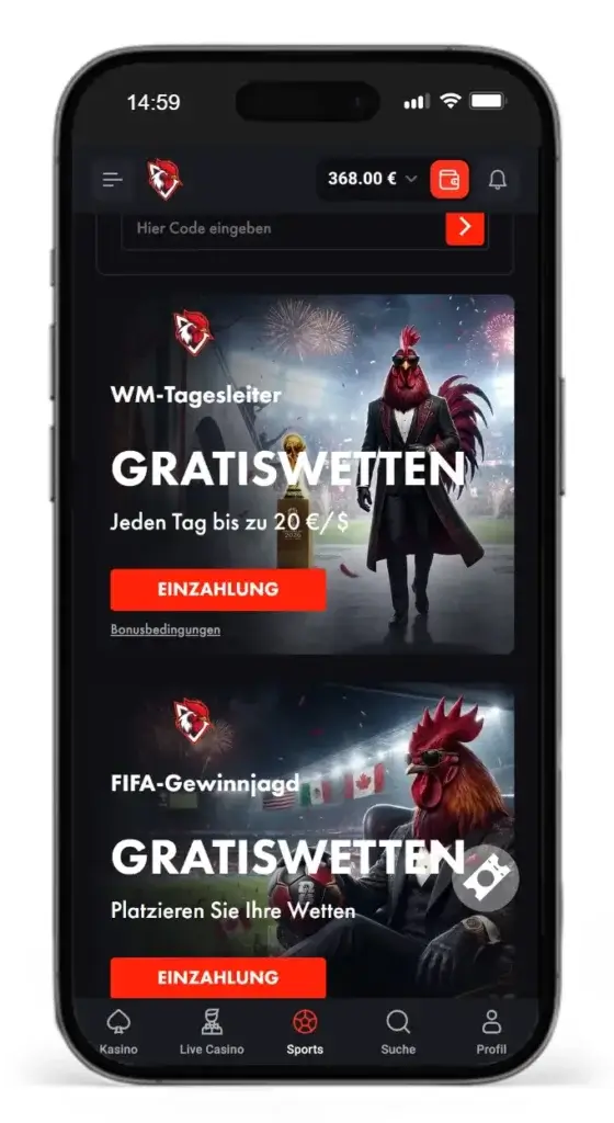 RoosterBet bietet die meisten Gratiswetten im Sportwetten Vergleich