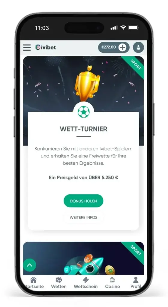 Sportwetten Bonus Programm von Ivibet mit Wett-Turnieren