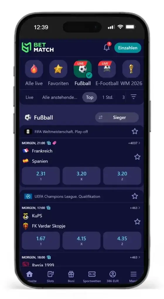 Fussball Sportwetten ohne LUGAS bei Betmatch