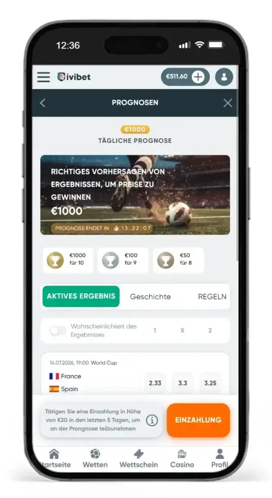 Prognosen Bonus fue rSportwetten ohne LUGAS bei Ivibet