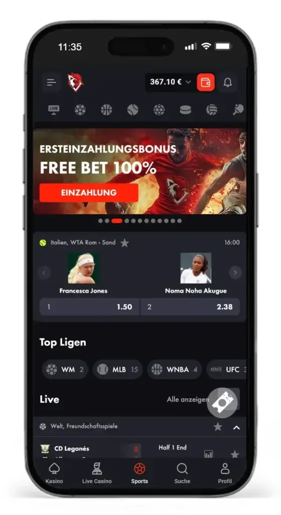 Ersteinzahlungsbonus von RoosterBet fuer Sportwetten ohne OASIS