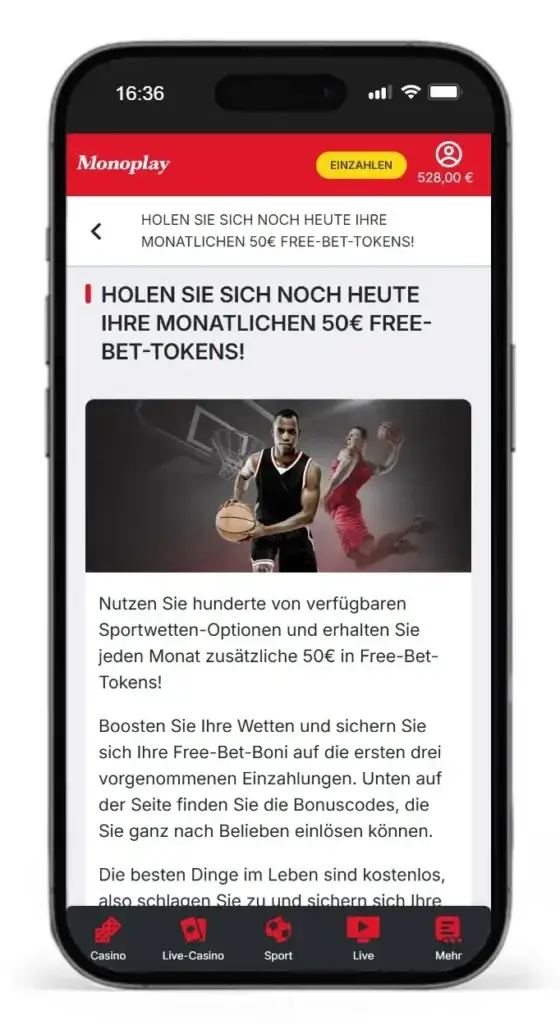 Monatliche Gratiswetten bei Monoplay zu gewinnen
