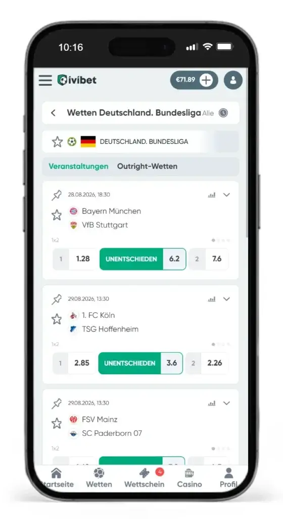 Bundesliga Untentschieden Wetten bei Ivibet