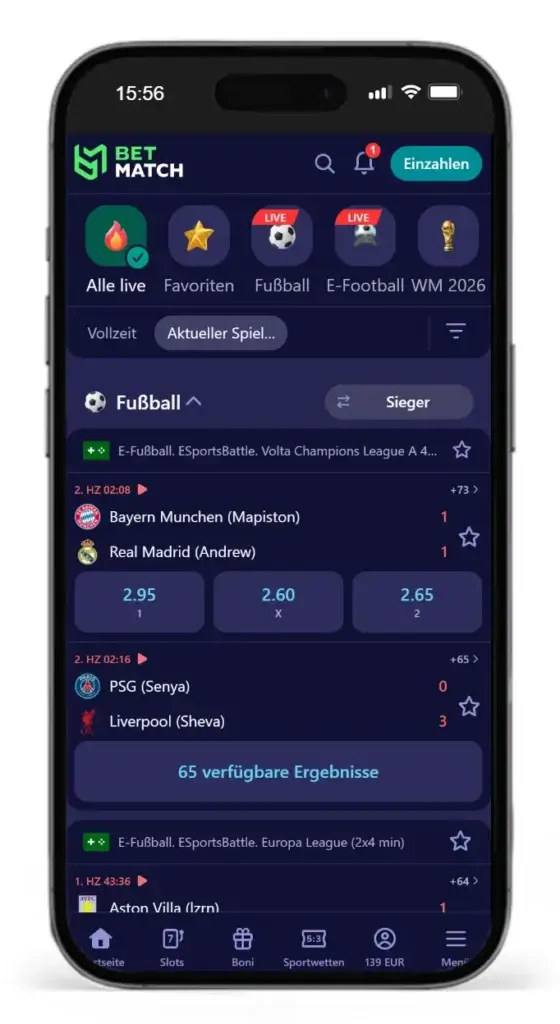 Livewetten beim auslaendischen Wettanbieter Betmatch