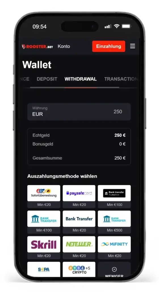 Auszahlungsmethoden von RoosterBet fuer Wetten ohne Verifizierung