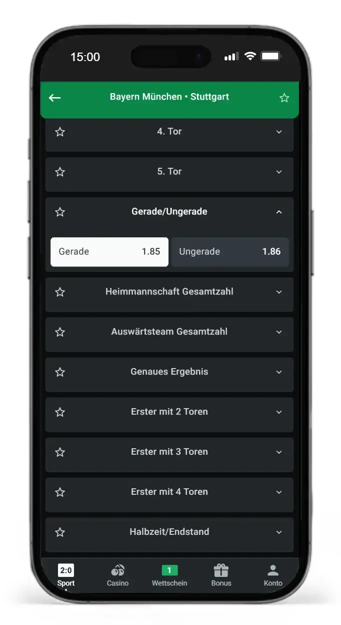Gerade Ungerade Wetten auf Fussball Bundesliga Spiel bei Leonbet
