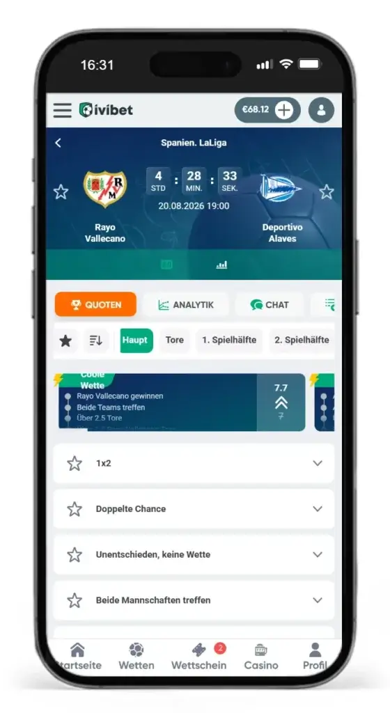 Wettanbieter mit Head to Head Wetten Ivibet