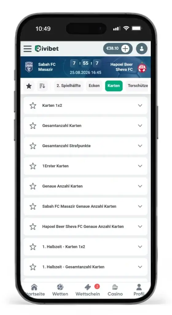 Auswahl an Karten Wetten bei Ivibet