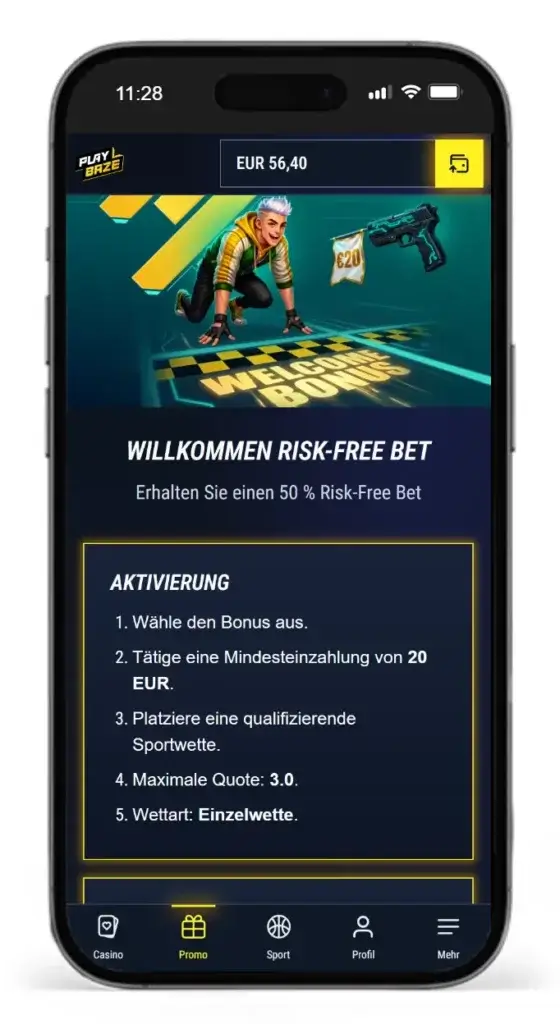 Ersteinzahlungsbonus fuer Sportwetten von Playbaze