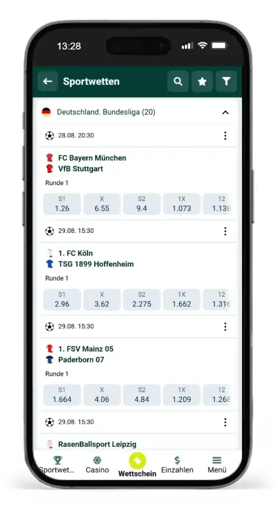 Bundesliga Wettquoten von Spinbetter