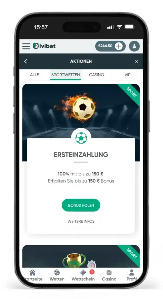 Willkommensbonus von Ivibet für risikofreie Wetten