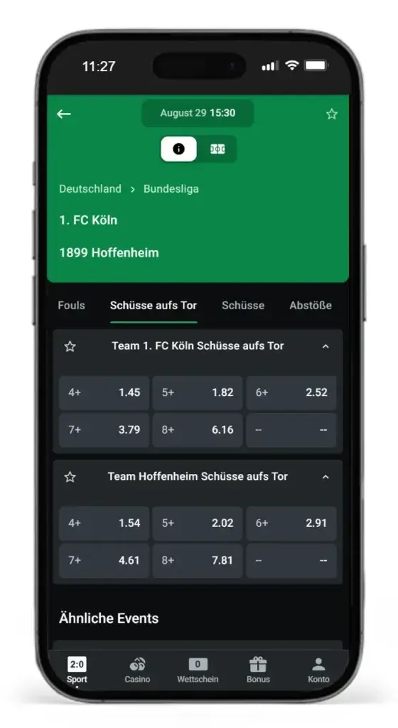 Schuesse aufs Tor Wetten bei Leonbet