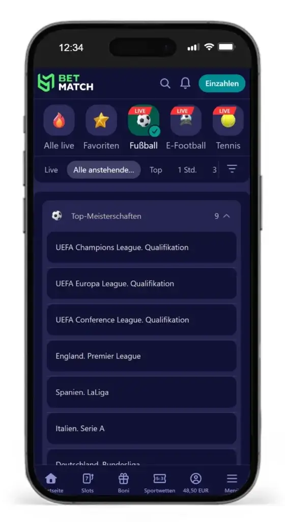 Verfuegbare Fussball Ligen fuer Trainer Wetten bei Betmatch