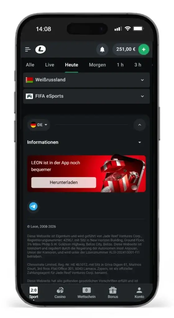 Beste App fuer Sportwetten von Leonbet
