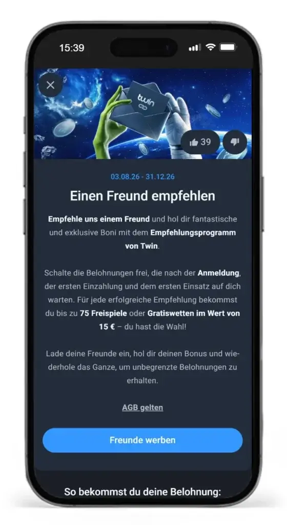 Empfehlungsprogramm vom Wettanbieter Twin