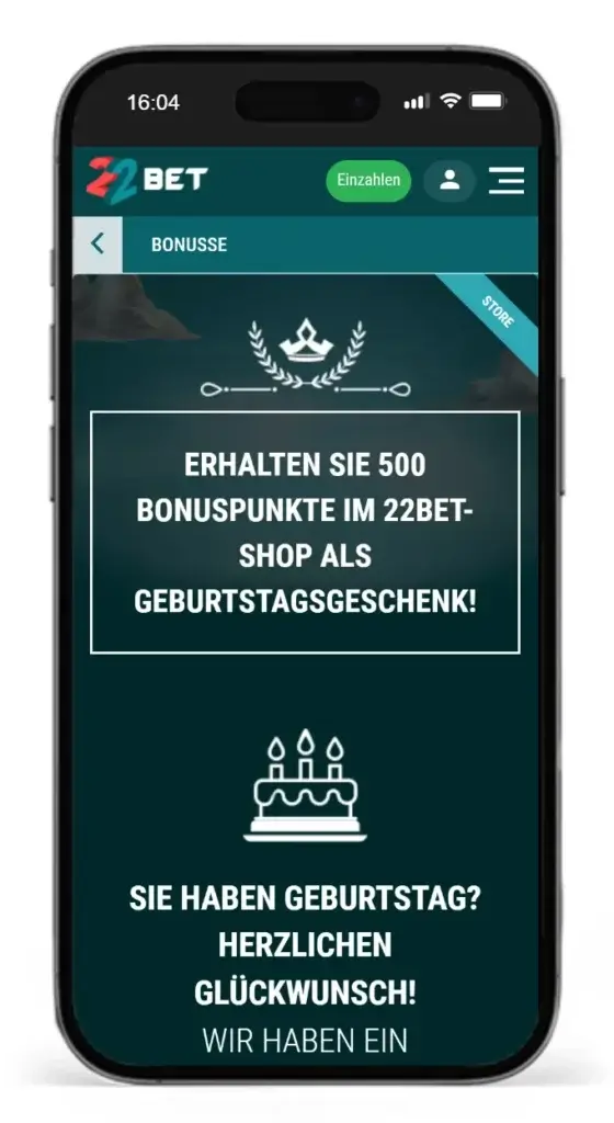 Sportwetten Geburtstagsbonus von 22bet