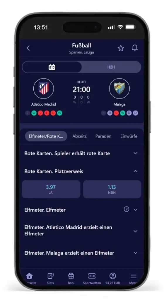 Optionen an Fussball Ereigniswetten bei Betmatch