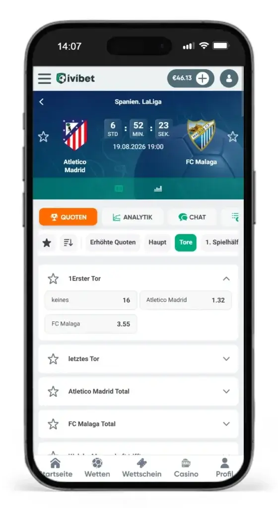 Auswahl an Fussball Ereigniswetten bei Ivibet