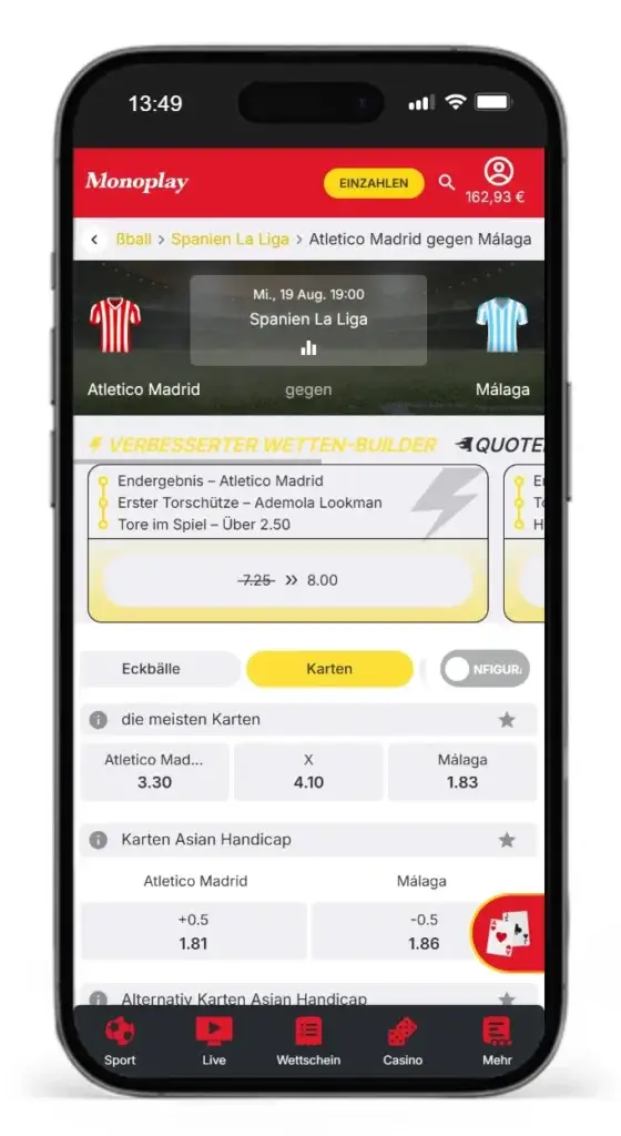 Optionen an Ereigniswetten im Fussball von Monoplay