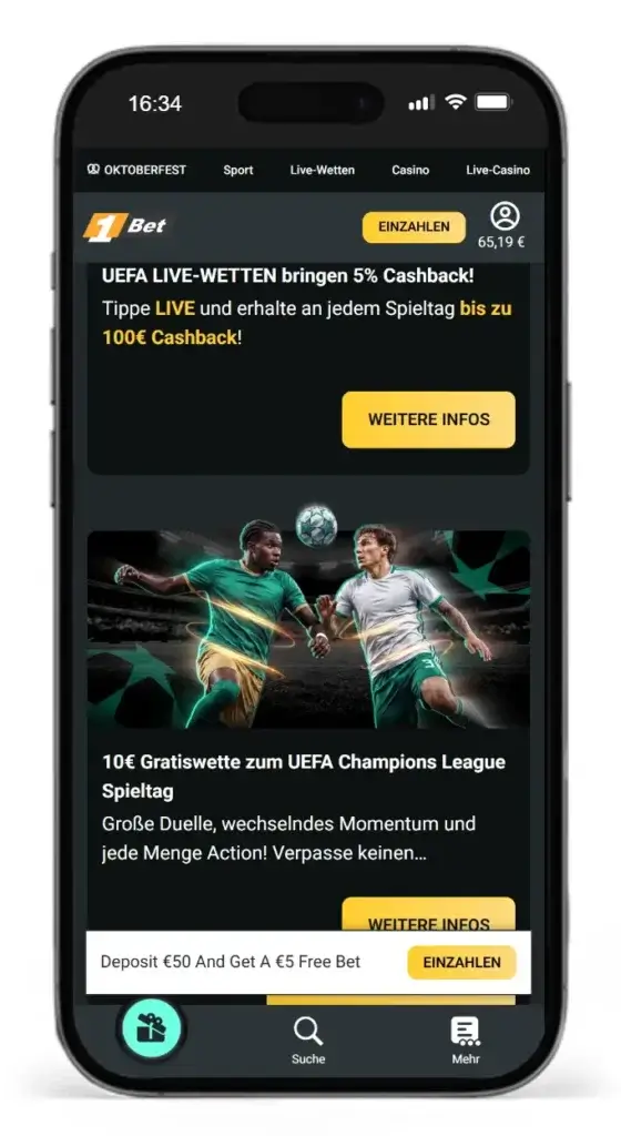 Bonusprogramm von 1Bet fuer Aussenseiter Wetten