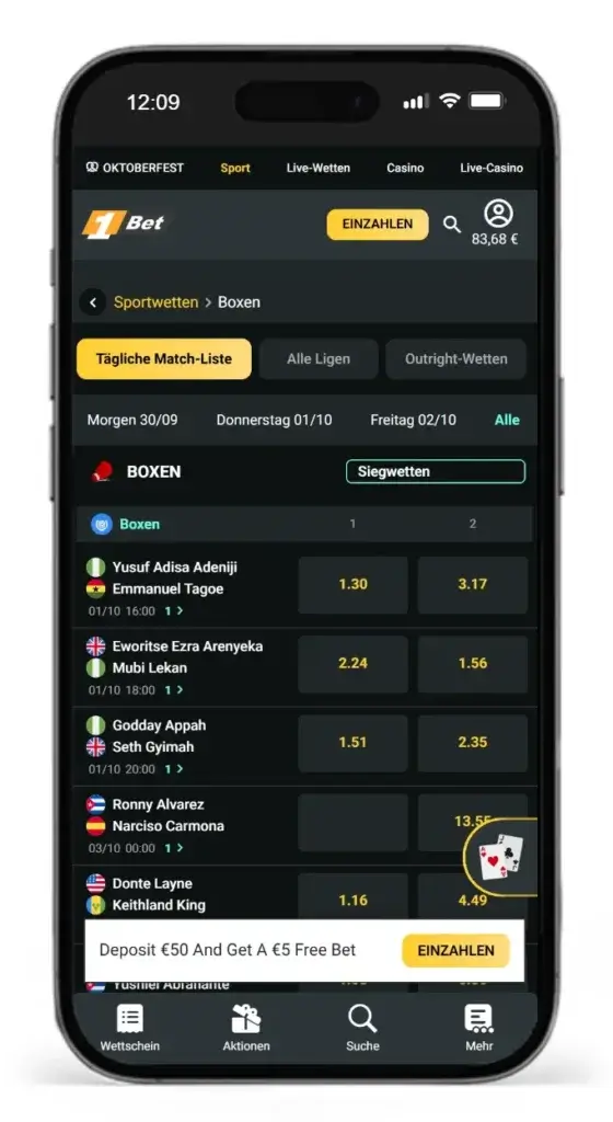 Boxen Wetten bei 1Bet