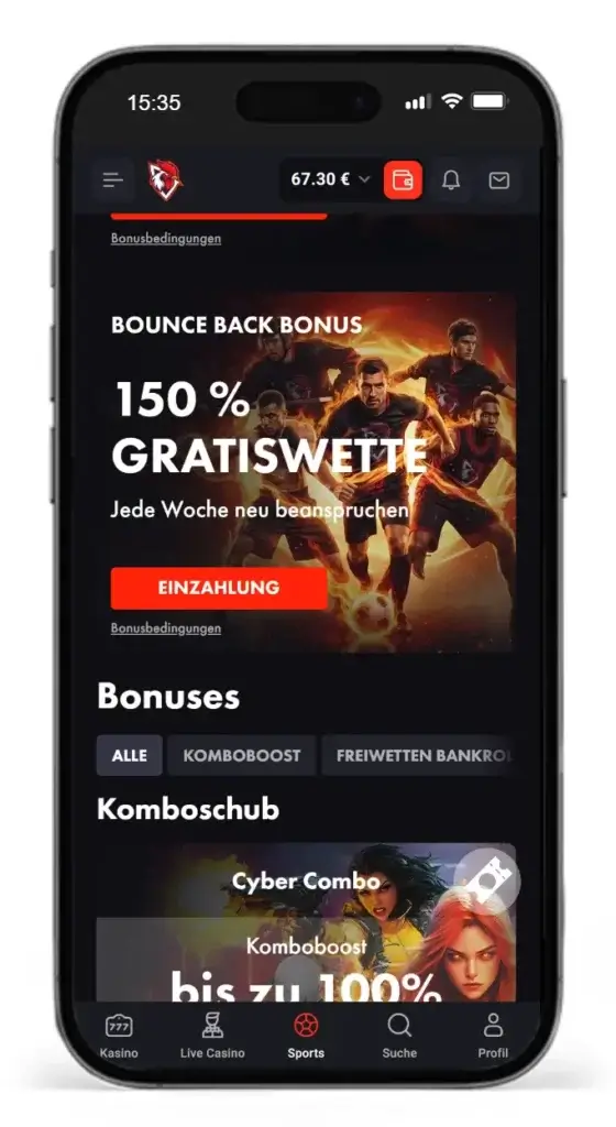 Cashback Wettbonus von RoosterBet