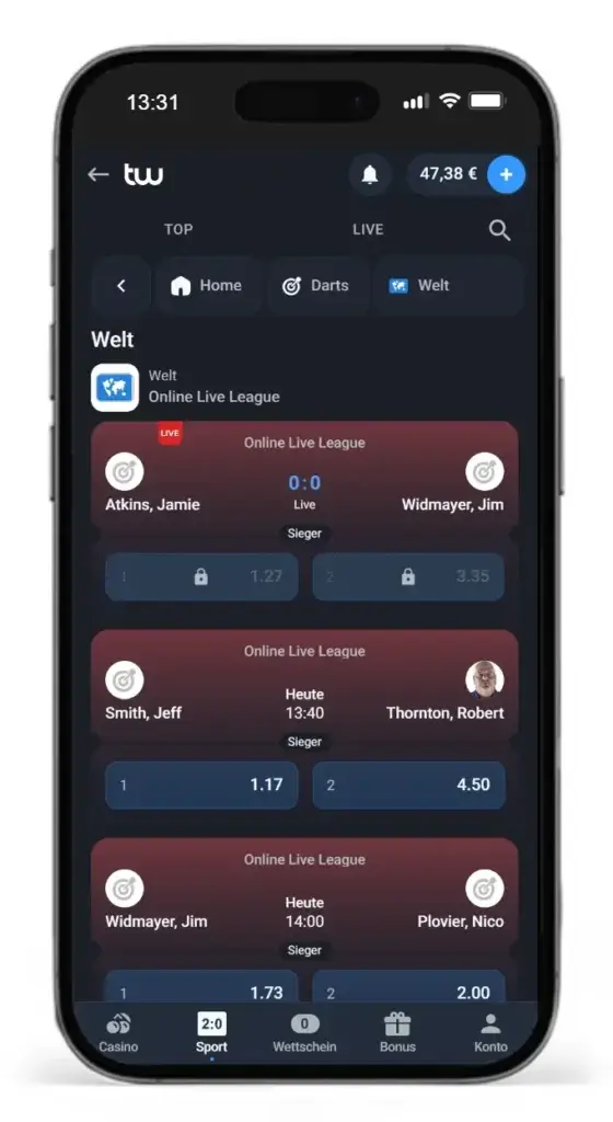 Darts Sportwetten bei Twin