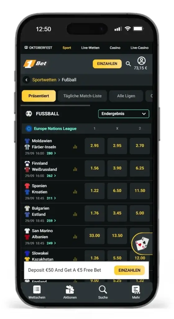 Fussball Wetten bei 1Bet