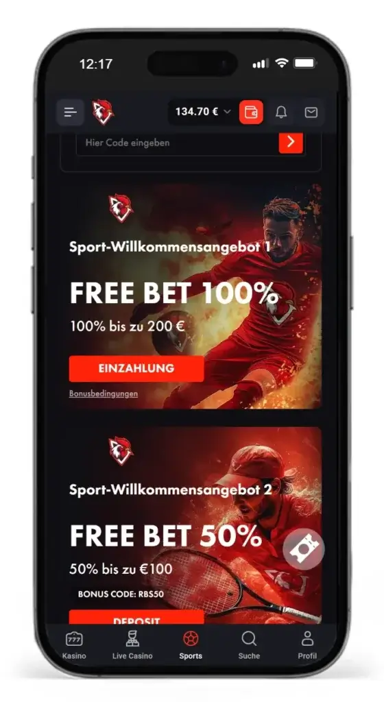 Sport Willkommensbonus fuer Jeton Sportwetten bei RoosterBet