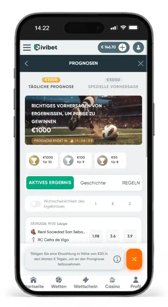 MiFinity Wettanbieter Ivibet mit Prognose-Challenges